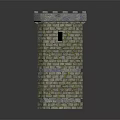 Stone Wall and Tower Structure with Wooden Door Design Elements 3d model