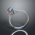 Elegant Diamond Ring With Square Cut Center Stone And Silver Band Small Diamond Accents