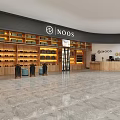 INOOS Shoe Store Interior With Wooden Shelves Display Racks And Checkout Counter