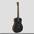 Acoustic Guitar Featuring Black Body Brown Neck And Wooden Design With Sound Hole