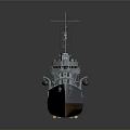 Warship As Water Transport With Detailed Deck Mast And Chimney Structure