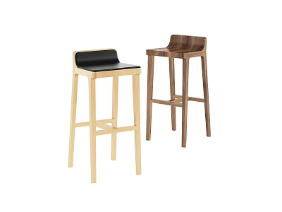 Modern Wooden Bar Stools With Leather And Wooden Seats For Home Bar Use 3d model