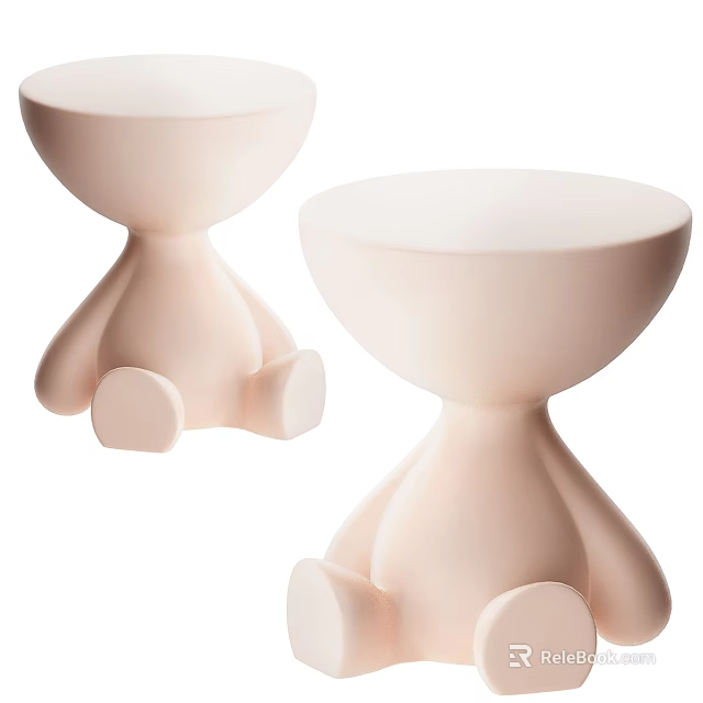 Stylish Light Pink Modern Coffee Tables With Rounded Base And Curved Design 3d model 