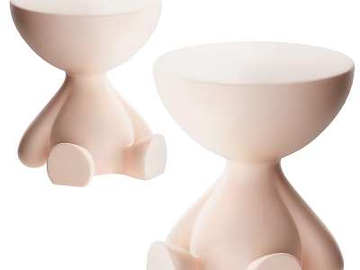 Stylish Light Pink Modern Coffee Tables With Rounded Base And Curved Design 3d model