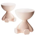 Stylish Light Pink Modern Coffee Tables With Rounded Base And Curved Design