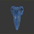 Animal Skull Sculpture With Metallic Texture Long Curved Beak And Detailed Structure Against Dark Background