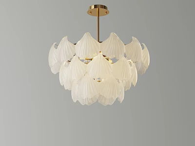 Elegant Modern White Petal Shaped Glass Chandelier With Gold Metal Frame For Interior Design 3d model