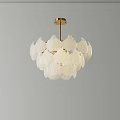 Elegant Modern White Petal Shaped Glass Chandelier With Gold Metal Frame For Interior Design