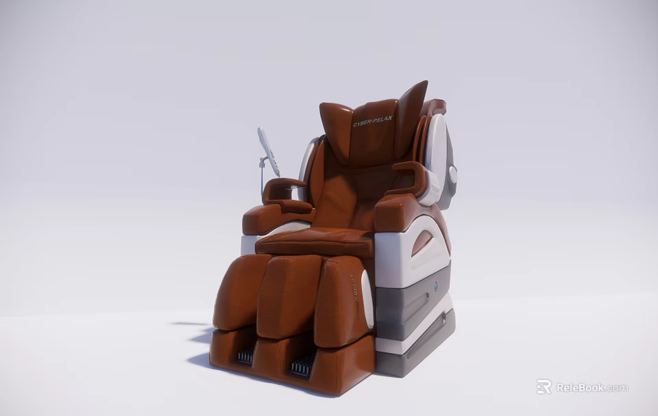 Brown And White Modern Massage Chair With Ergonomic Back And Leg Support 3d model 