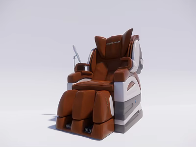 Brown And White Modern Massage Chair With Ergonomic Back And Leg Support 3d model
