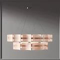 Elegant Modern Copper Frame Chandelier With Multiple Square Transparent Glass Shades