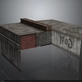 Industrial Style Concrete Platform With Grey Top Red Brick And Goal Graffiti On Lower Side