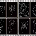 Black and White Line Art Collection Featuring Human Figures Hand and Face Abstract Silhouettes 3d model