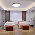 Modern Beauty Hair Salon Interior With Orange Chairs Round Mirror And Marble Reception Desk