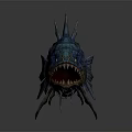 Fantasy Fish Character With Colorful Scales Sharp Spines And Fierce Teeth