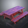 Durable Wooden Picnic Table With Attached Benches And Smooth Surface Design