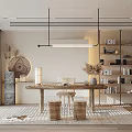 Modern Tea Room Interior With Wooden Tables Bookshelves And Natural Light Decorations
