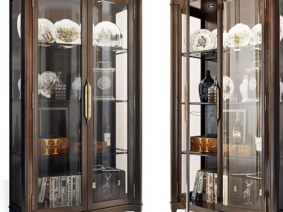 Jianou Wooden Glass Cabinet Tableware Wine Cabinet Decorative Cabinet model