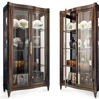 Jianou Wooden Glass Cabinet Tableware Wine Cabinet Decorative Cabinet 3d model