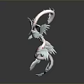 Game Movie Character White Dragon Like Creature With Red Spots Fantasy Wings And Dynamic Pose