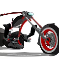 Custom Red And Black Motorcycle With Large Wheels And Unique Design