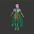 Game and Movie Character Featuring Blonde Hair Green Dress White Collar Yellow Sash Brown Boots