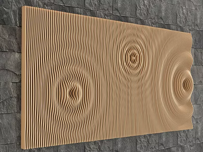 Wooden Architectural Panel With Wavy And Circular Textures For Modern Wall Decoration 3d model