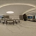 Modern Living Dining Room Interior With White Sofas Coffee Table Plants And Bar Counter