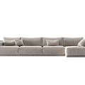 Modern Sectional Sofa With Neutral Linen Fabric Plush Pillows And Modular Design 3d model
