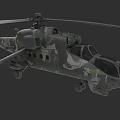 Camouflage Military Helicopter With Rotors And Weapon Systems Design