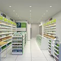 Neat Pharmacy Store With OTC Non Prescription Medicine Area Health Products And Shelves