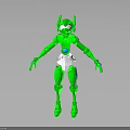 Green Mechanical Robot Character 3D Model Design With White Accents And Shiny Surface