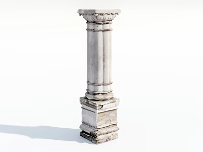 Classical White Stone Column With Ornate Design And Pedestal Base 3d model
