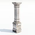 Classical White Stone Column With Ornate Design And Pedestal Base 3d model