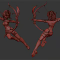 Blonde Haired Elven Female Characters With Bows In Dynamic Archer Poses