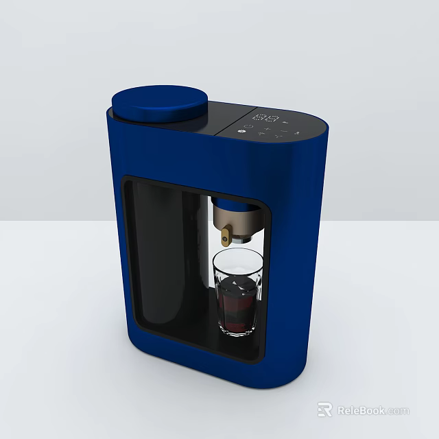 Blue Daily Use Water Dispenser With Transparent Window Digital Display And Glass Cup 3d model 