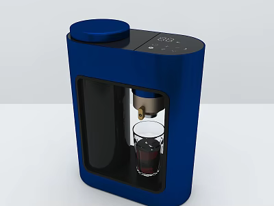 Blue Daily Use Water Dispenser With Transparent Window Digital Display And Glass Cup 3d model
