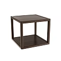 Modern Dark Wood Square Coffee Table With Simple Frame Structure And Two Tiered Design 3d model