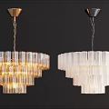 Modern Multi Layered Glass Cylindrical Chandeliers With Gold And Black Finish