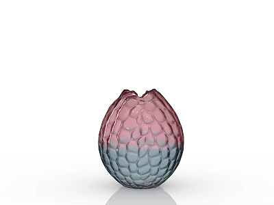 Decorative Glass Vase With Gradient Pink To Blue Color And Textured Surface 3d model
