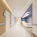 Hospital Outpatient Clinic Modern Interior With Wooden Walls White Reception And Blue Accents