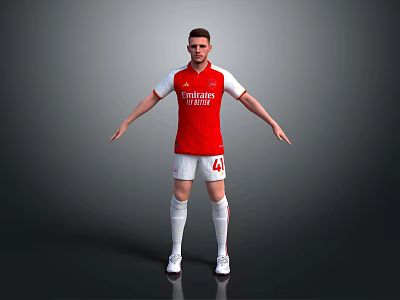 Arsenal Red Football Jersey With Fly Emirates Logo And Number 44 Sports Equipment 3d model