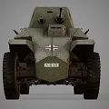 Classic Vintage Wheeled Military Tank With Green Body Insignia And Number 231