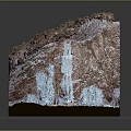 Detailed Mountainous Terrain Model With Snowy Regions And Display Base