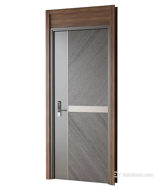 Modern Security Door With Stylish Panel And Handle 3d model