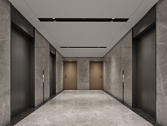 modern elevator hall 3d model