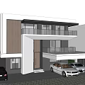 Modern Detached Villa Exterior With Large Windows Two Car Garage And Landscaped Garden