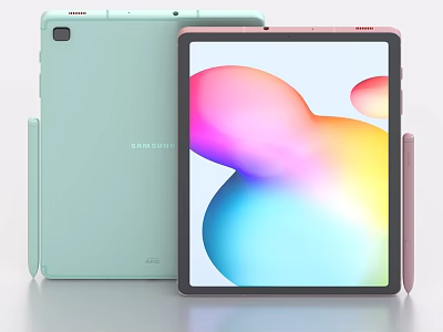 Samsung Tablet With Light Blue Pink Design Modern Colorful Screen 3d model