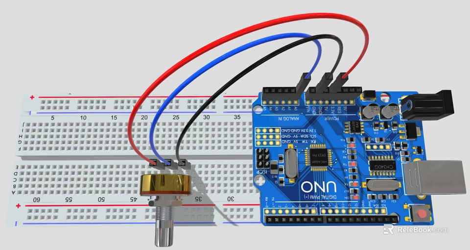 Industrial Electronic Equipment With Breadboard Circuit Board Connected Colored Wires And Potentiometer 3d model 