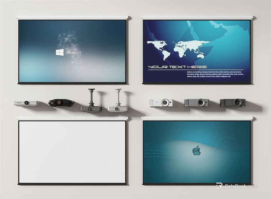 Professional Projection Monitoring System With High Definition Screens And Security Equipment 3d model 